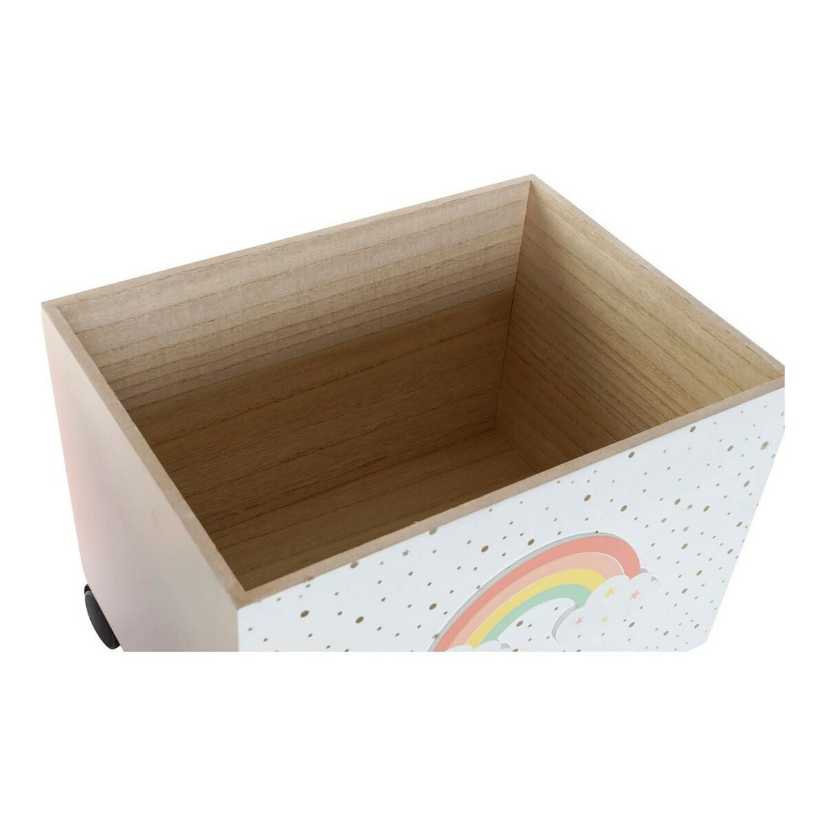 Storage Box with Wheels DKD Home Decor White Pink MDF Wood (2 pcs) (30 x 22 x 26 cm)