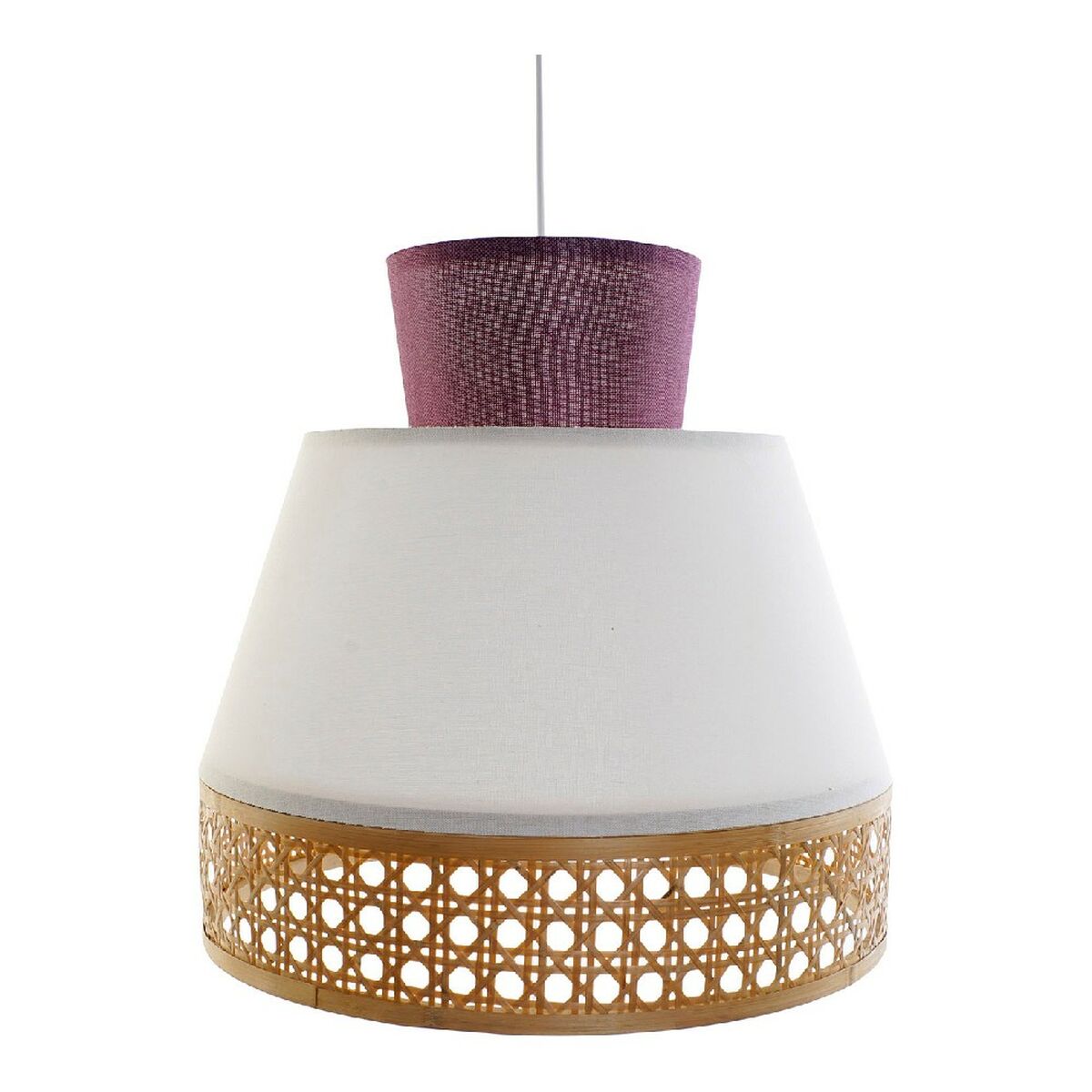 Ceiling Light DKD Home Decor White Polyester Bamboo 220 V 50 W Purple (46 x 46 x 45 cm)