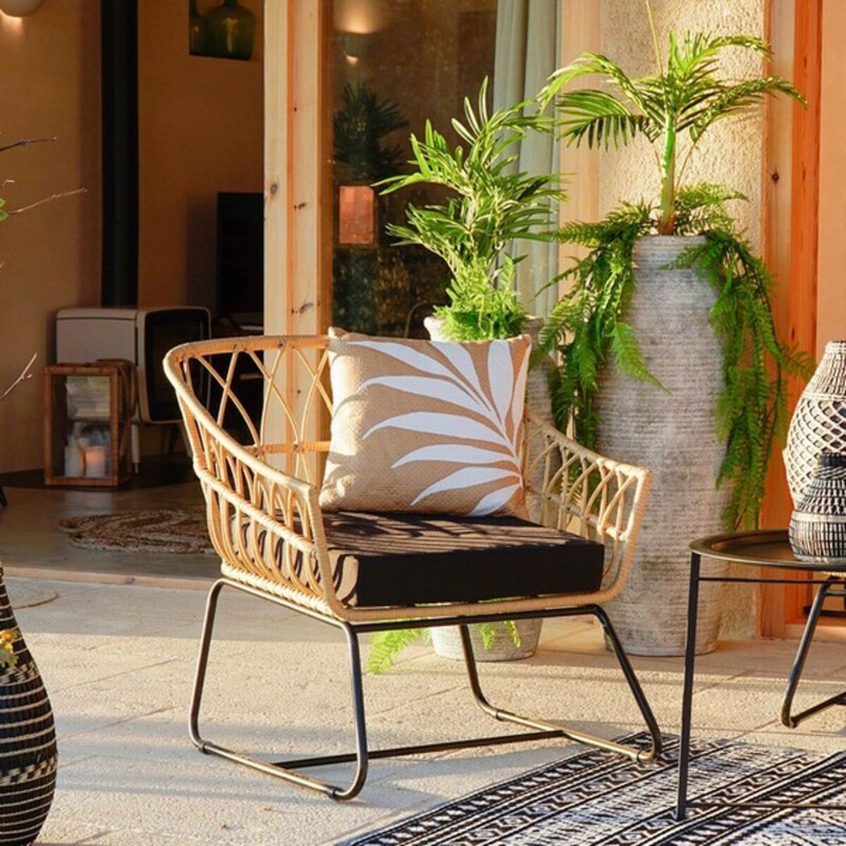 Garden chair DKD Home Decor Metal Rattan (76 x 58 x 80 cm)