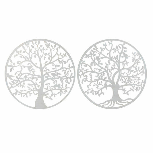 Wall Decoration DKD Home Decor White Metal Tree (2 pcs) (99 x 1 x 99 cm)