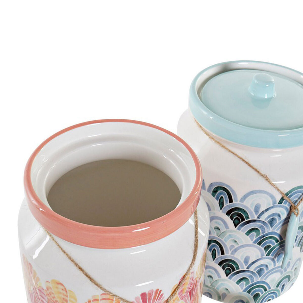 Tin DKD Home Decor Dolomite Summer 2,3 L Coral Celeste (2 pcs) (15 x 15 x 22 cm)