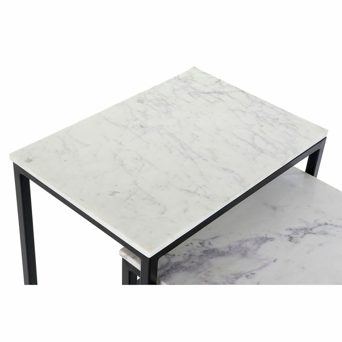 Set of 3 tables DKD Home Decor Black White Marble Iron (50 x 35 x 60.5 cm) (3 pcs)