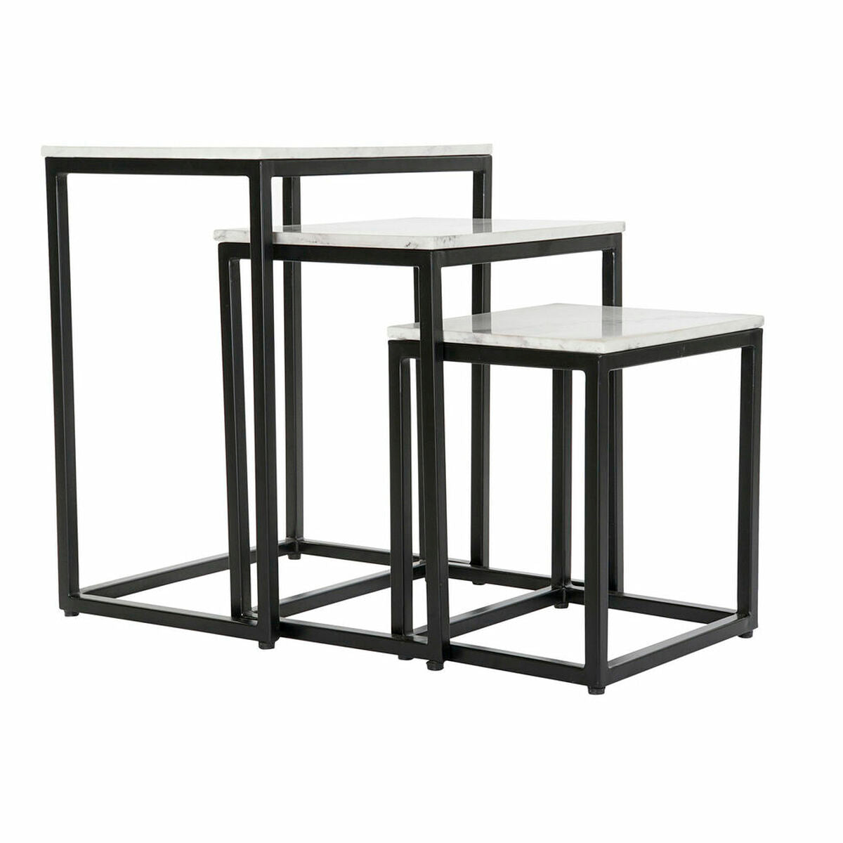 Set of 3 tables DKD Home Decor Black White Marble Iron (50 x 35 x 60.5 cm) (3 pcs)