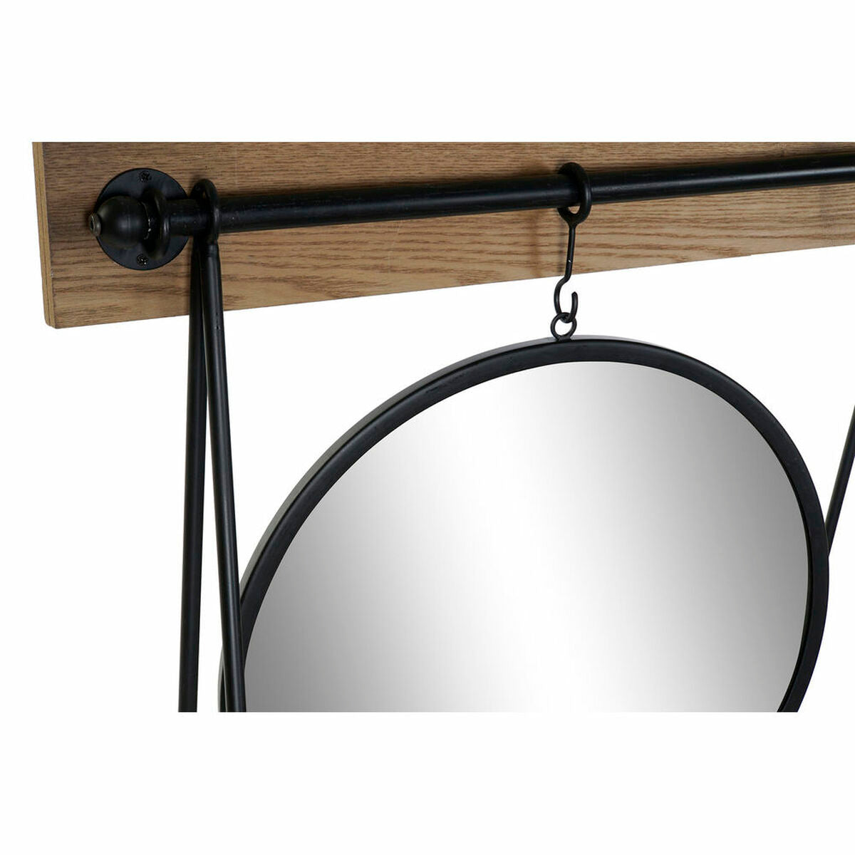 Shelves DKD Home Decor Mirror Natural Black Metal 2 Shelves MDF Wood (120 x 20 x 83 cm)