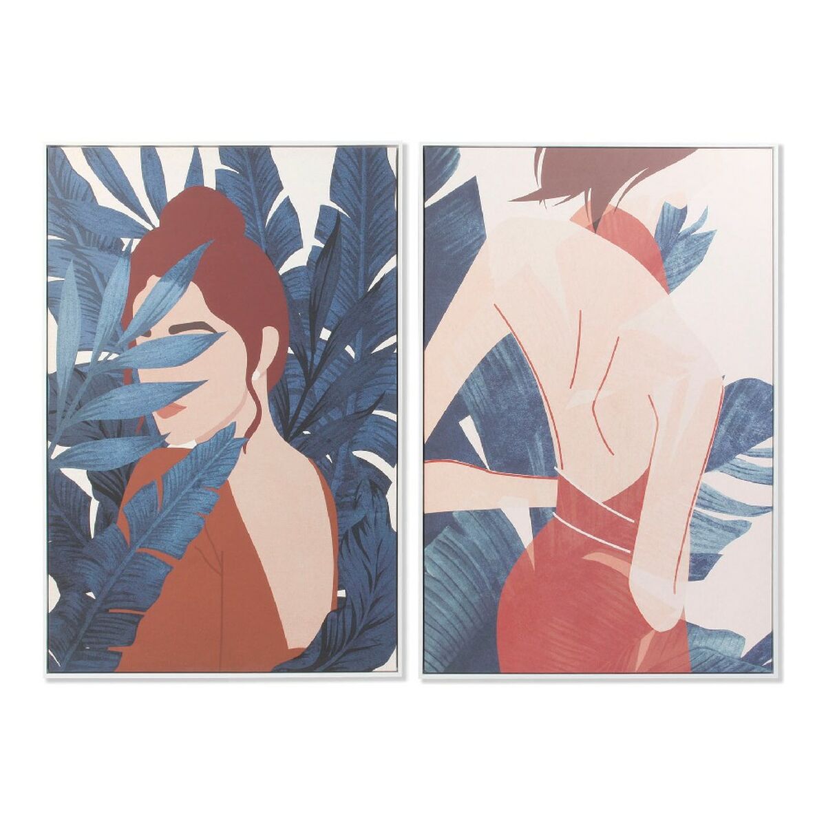 Painting DKD Home Decor Woman Canvas Lady Tropical (83 x 4,5 x 123 cm) (2 Units)