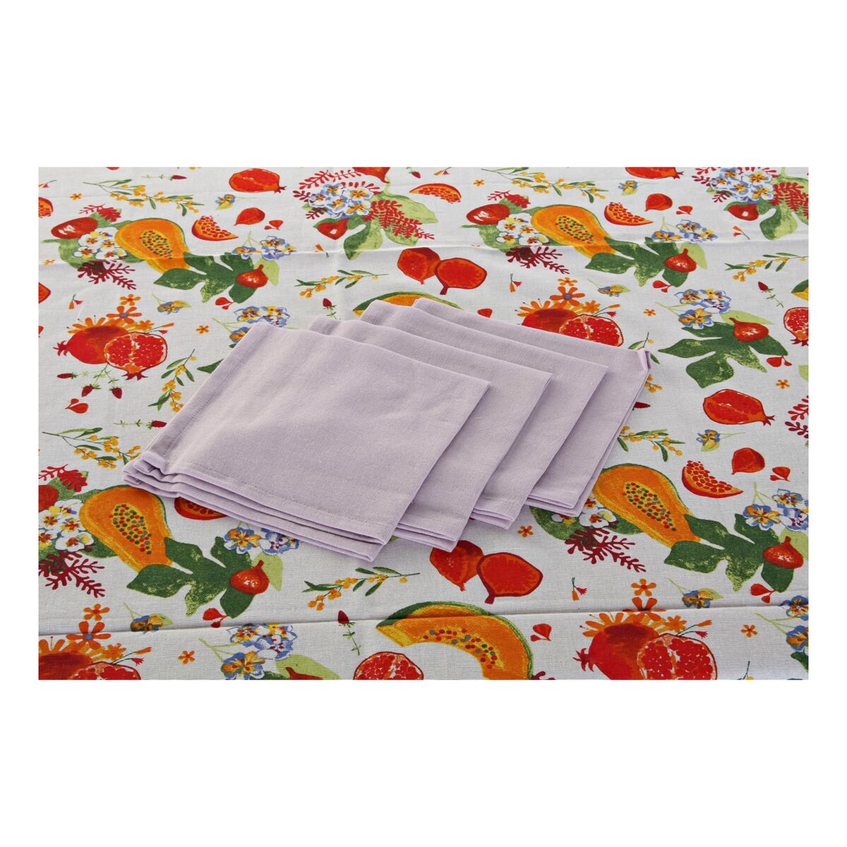 Tablecloth and napkins DKD Home Decor LC-179877 Papaya Multicolour (150 x 250 x 0,5 cm) (9 pcs)