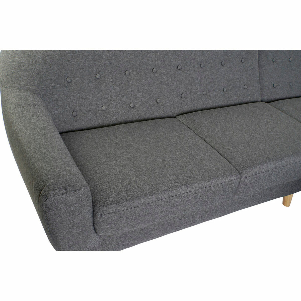 3-Seater Sofa DKD Home Decor Grey Polyester Rubber wood (230 x 144 x 84 cm)