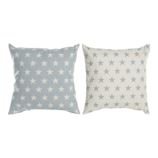 Cushion DKD Home Decor ‎S3013347 Blue Polyester Cotton Aluminium White (60 x 10 x 60 cm) (2 Units)