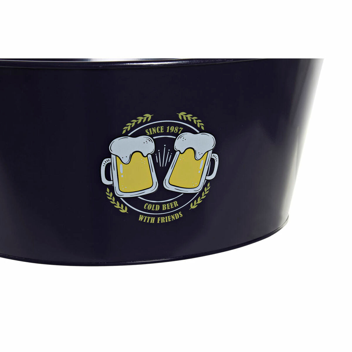 Bucket DKD Home Decor Cold Beer Yellow Wood Metal Navy Blue (51 x 30 x 18.5 cm)