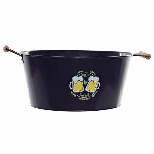 Bucket DKD Home Decor Cold Beer Yellow Wood Metal Navy Blue (51 x 30 x 18.5 cm)