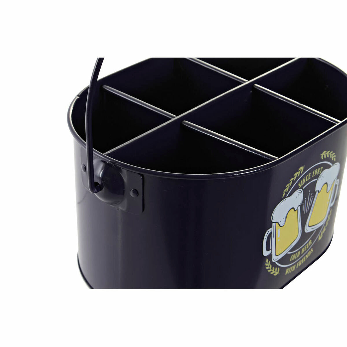 Bucket DKD Home Decor Cold Beer Yellow Metal Navy Blue (27 x 17.5 x 13 cm)