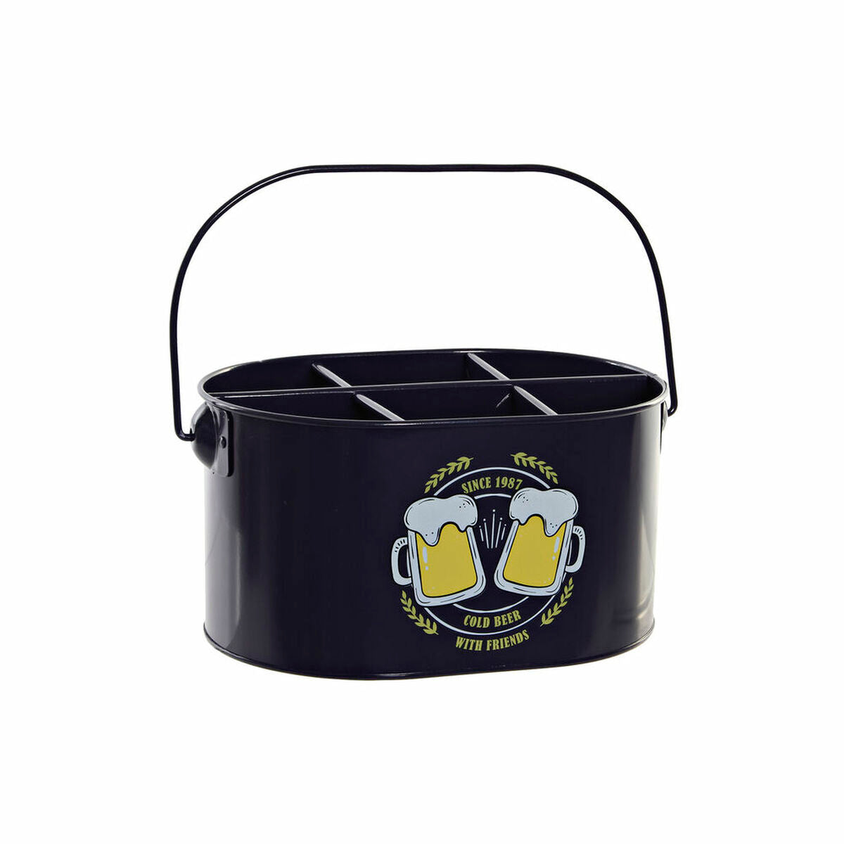 Bucket DKD Home Decor Cold Beer Yellow Metal Navy Blue (27 x 17.5 x 13 cm)