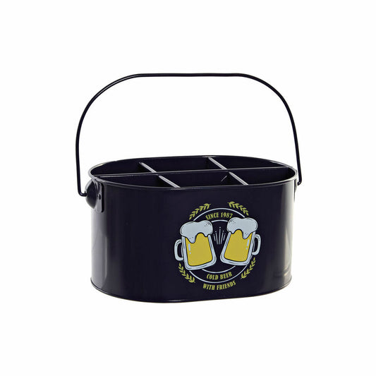 Bucket DKD Home Decor Cold Beer Yellow Metal Navy Blue (27 x 17.5 x 13 cm)
