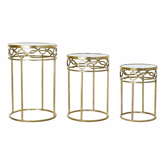 Set of 3 tables DKD Home Decor Mirror Golden Metal (46 x 46 x 70 cm) (3 pcs)