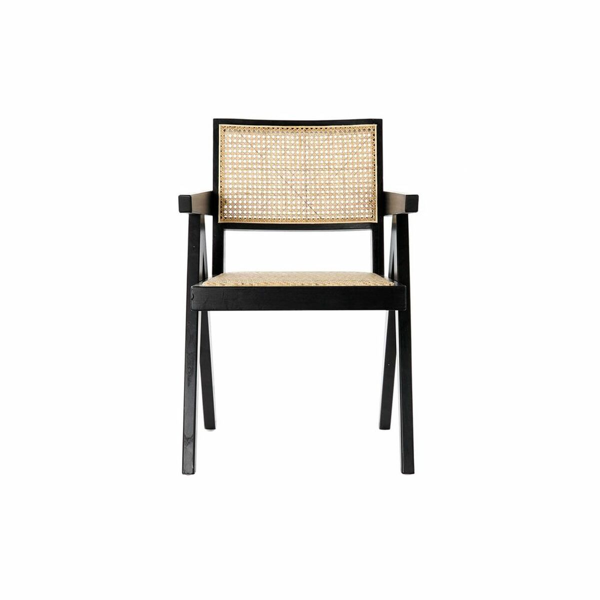 Chair with Armrests DKD Home Decor Rattan Elm wood (50 x 50 x 84 cm)