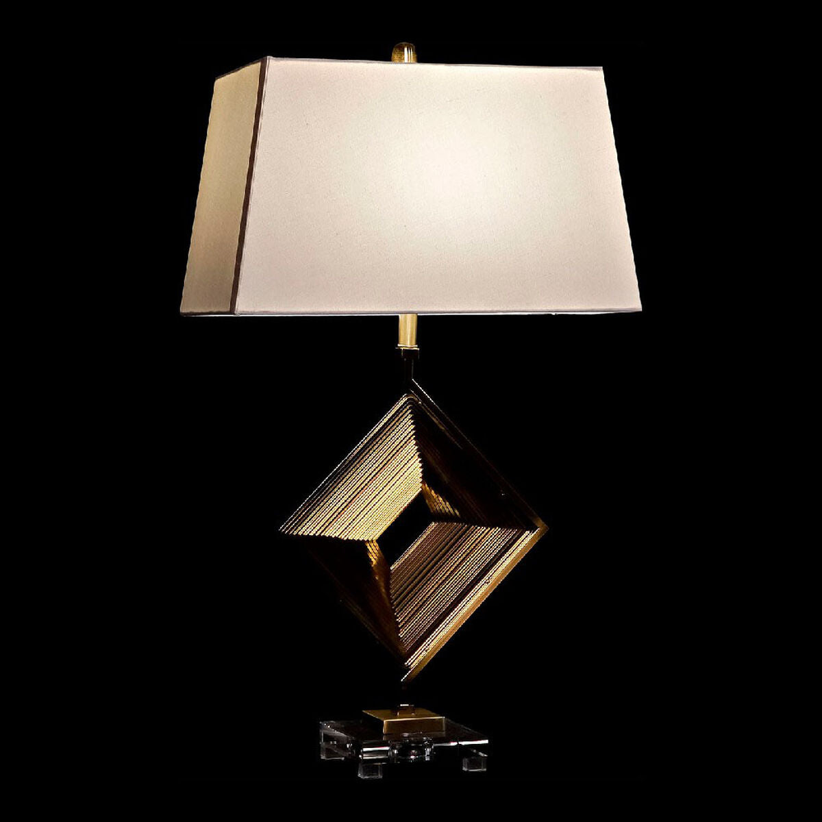 Desk lamp DKD Home Decor White Polyester Metal Crystal 220 V Golden 60 W (43 x 25 x 75 cm)