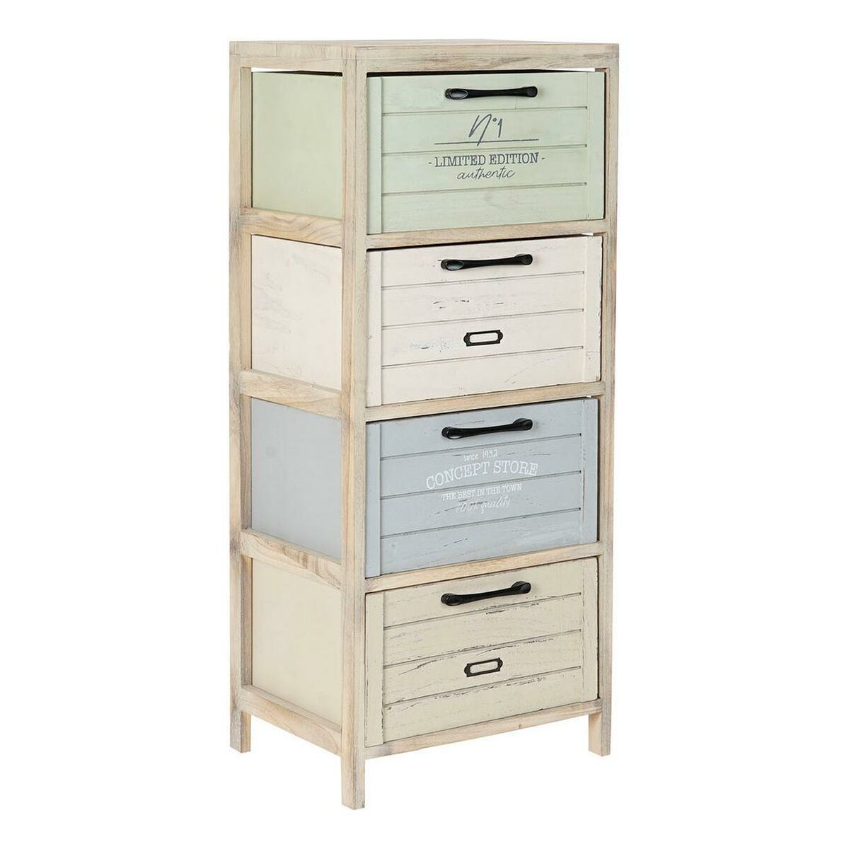 Chest of drawers DKD Home Decor   Natural Blue Green Children's Paolownia wood (40 x 31 x 94,5 cm)