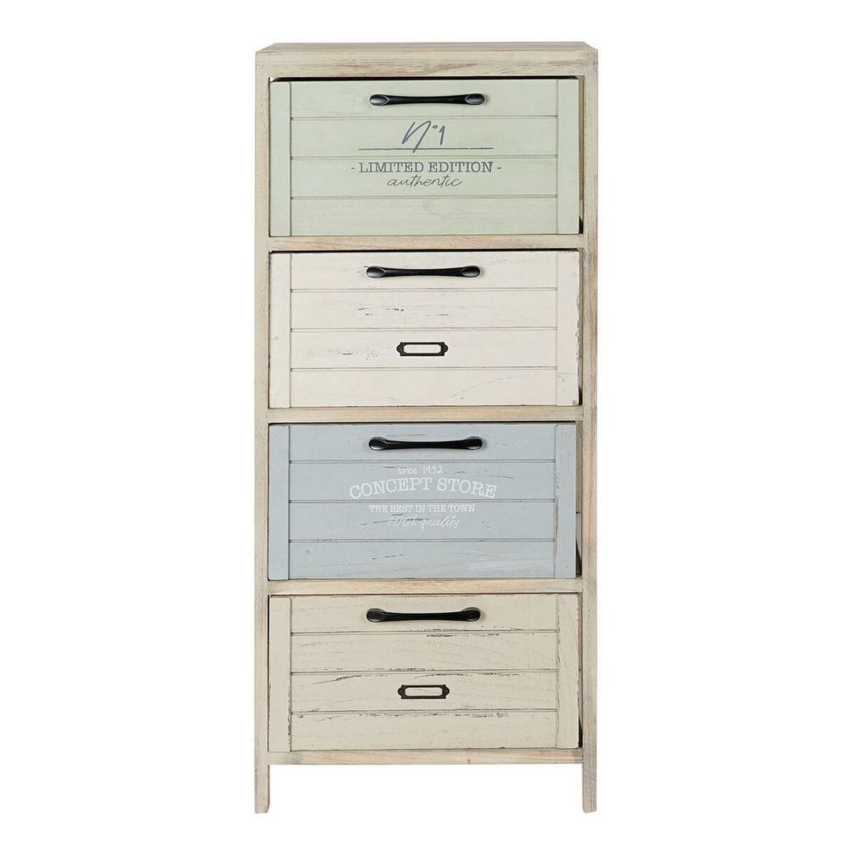 Chest of drawers DKD Home Decor   Natural Blue Green Children's Paolownia wood (40 x 31 x 94,5 cm)