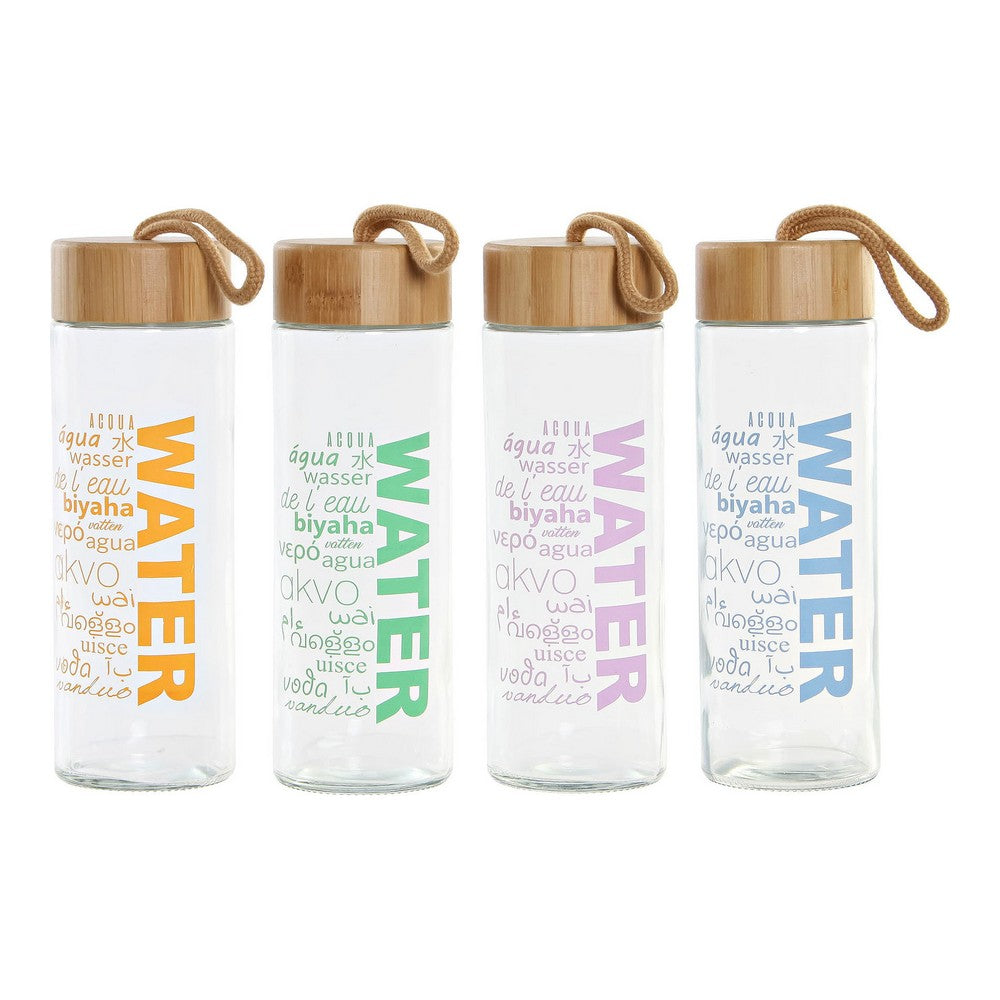 Glass Bottle DKD Home Decor Water Bamboo (4 pcs) (580 ml)