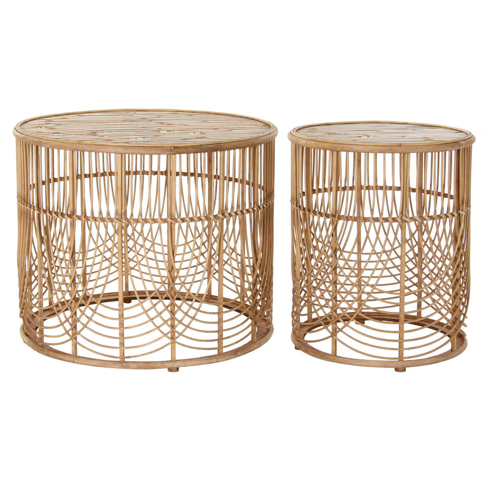 Side table DKD Home Decor Rattan (2 pcs) (43 x 43 x 52 cm) (62 x 62 x 52 cm)