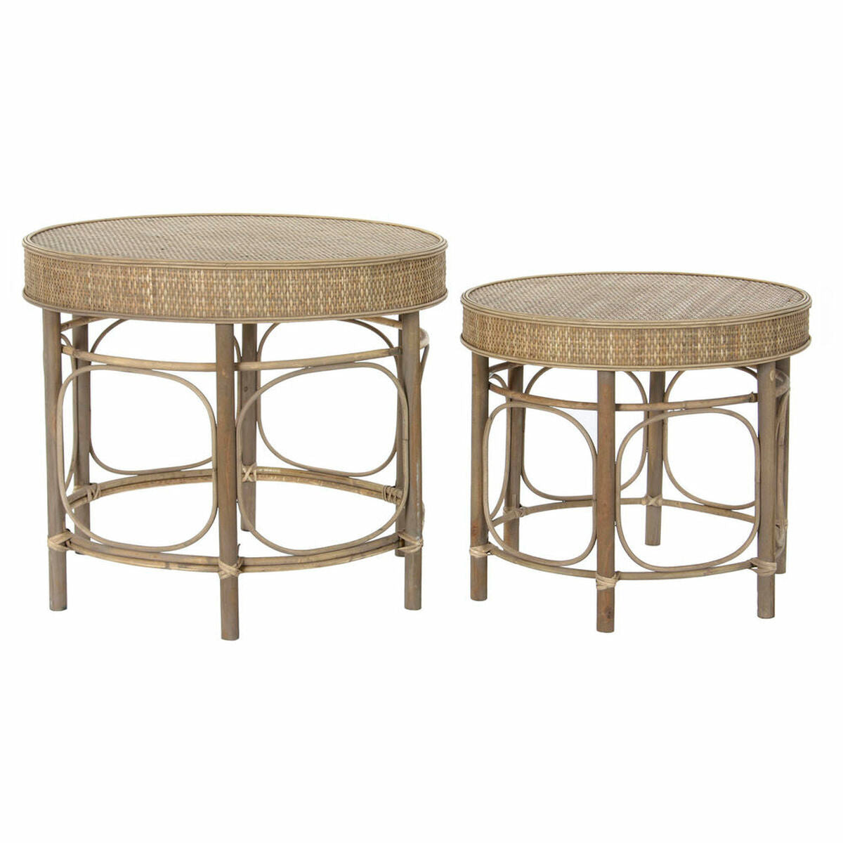 Side table DKD Home Decor Rattan (2 pcs) (61.5 x 61.5 x 52 cm) (50 x 50 x 43.5 cm)