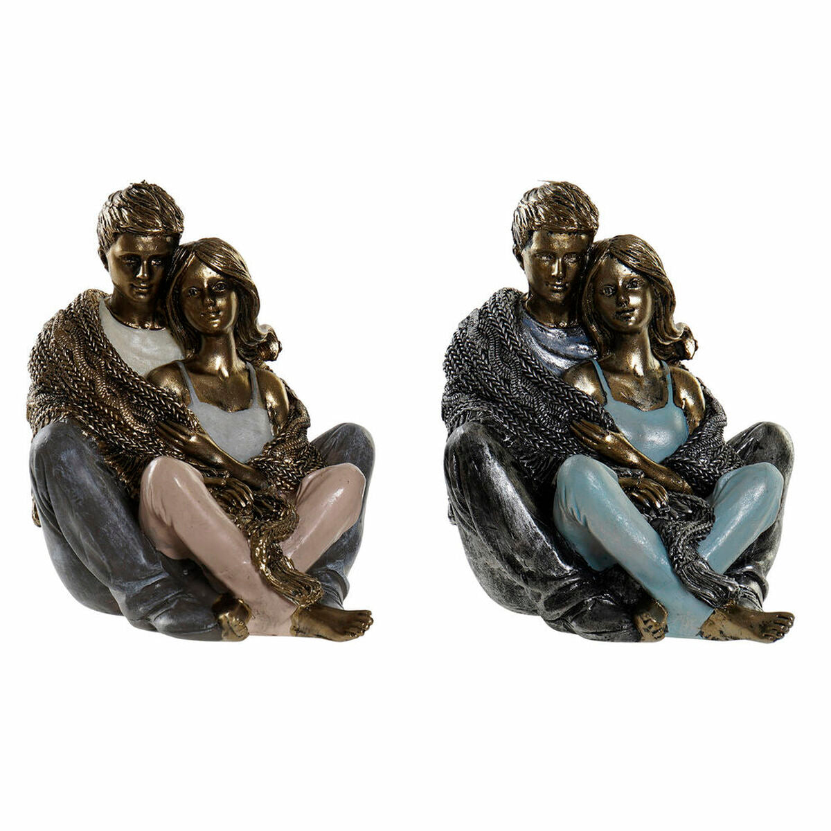 Decorative Figure DKD Home Decor Copper Resin Modern Pair (2 Units) (12 x 10,5 x 12 cm)