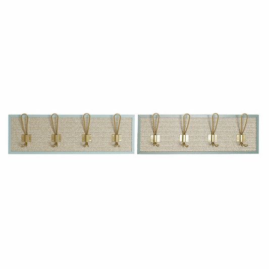 Wall mounted coat hanger DKD Home Decor polypropylene Tropical MDF Wood (2 pcs) (50 x 8 x 17 cm)