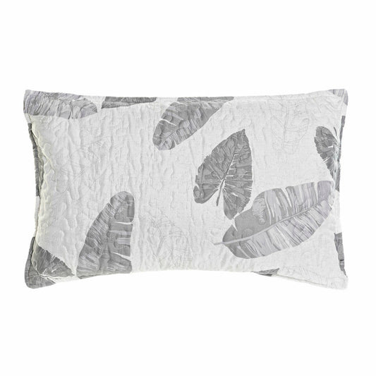 Cushion DKD Home Decor 8424001814572 Flower Grey Polyester Aluminium White Tropical (60 x 10 x 40 cm)