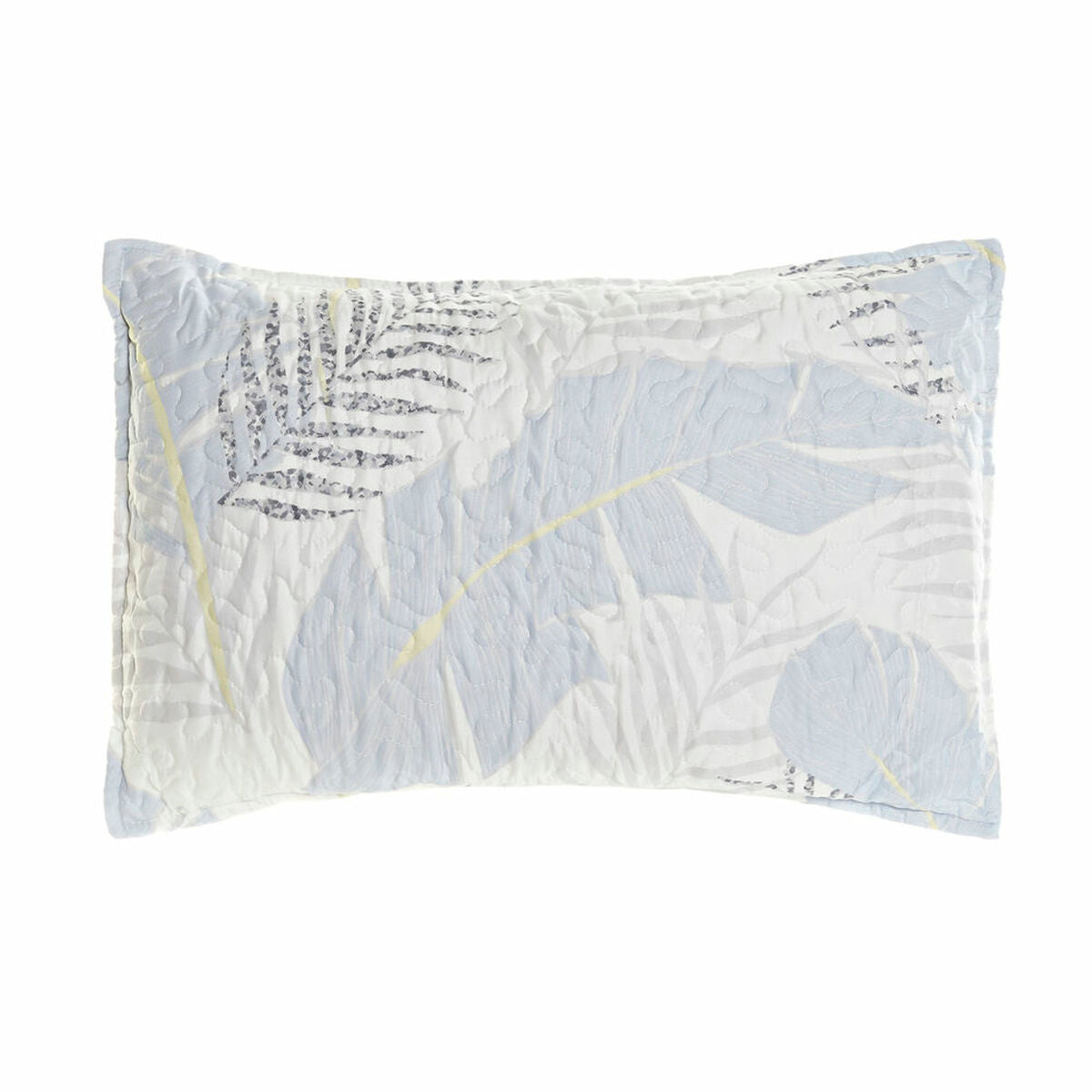 Cushion DKD Home Decor 8424001814602 Blue Polyester Aluminium White Leaf of a plant (60 x 10 x 40 cm)
