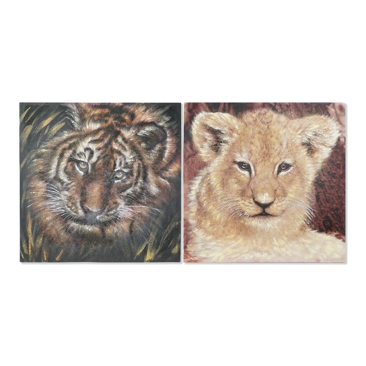 Painting DKD Home Decor S3013728 Canvas Lion Colonial (100 x 3 x 100 cm) (2 Units)