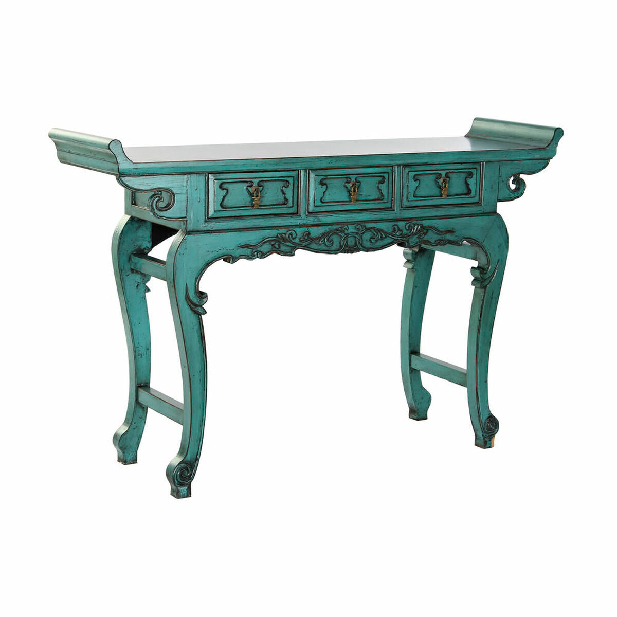 Side table DKD Home Decor Metal Turquoise Oriental Elm (135 x 37 x 89 cm)