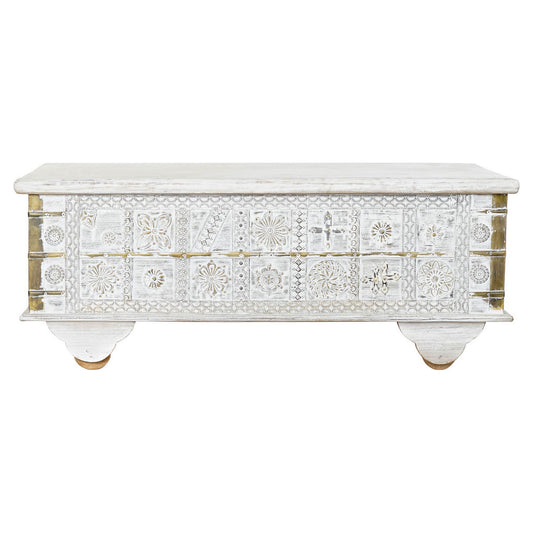 Side table DKD Home Decor White Metal Golden Mango wood (115 x 60 x 45 cm)