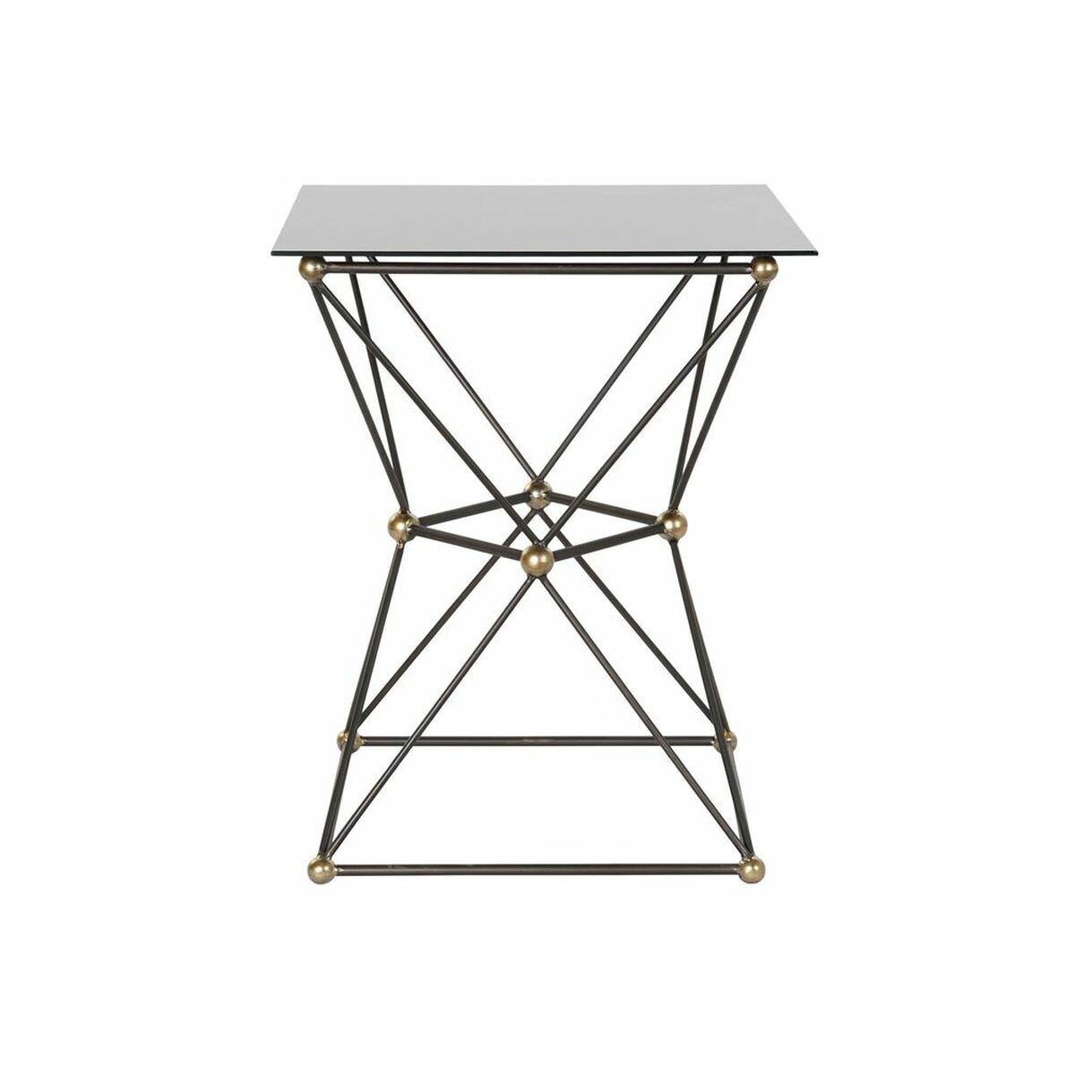 Side table DKD Home Decor Black Metal Crystal Golden (45 x 45 x 55.5 cm)