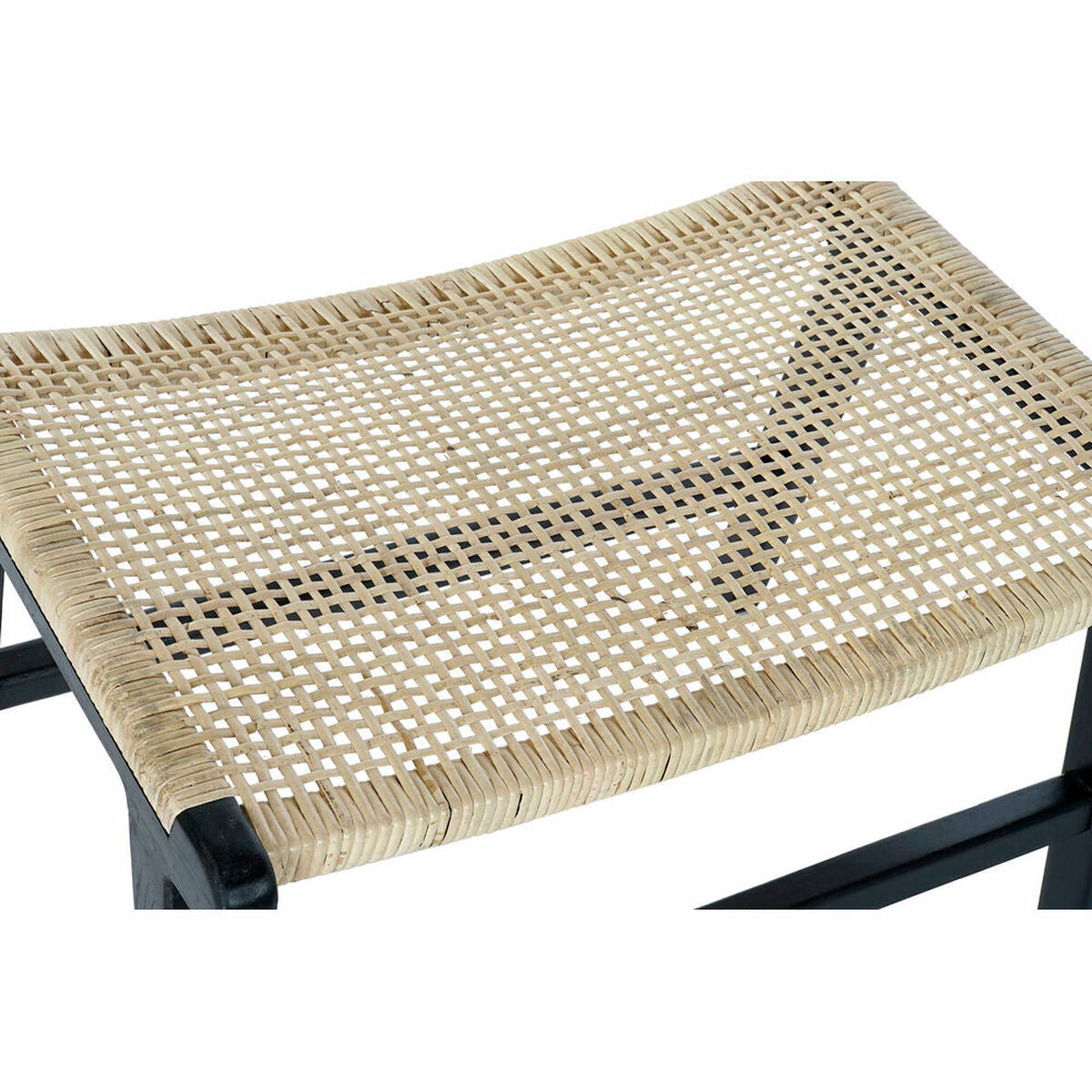 Bench DKD Home Decor 8424001823192 Natural Teak Black Rattan (65 x 47 x 40 cm)