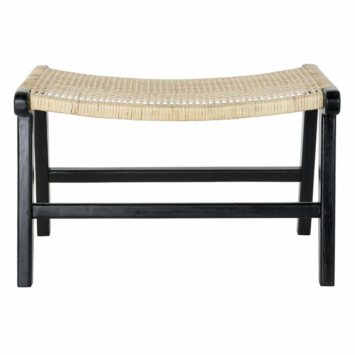 Bench DKD Home Decor 8424001823192 Natural Teak Black Rattan (65 x 47 x 40 cm)