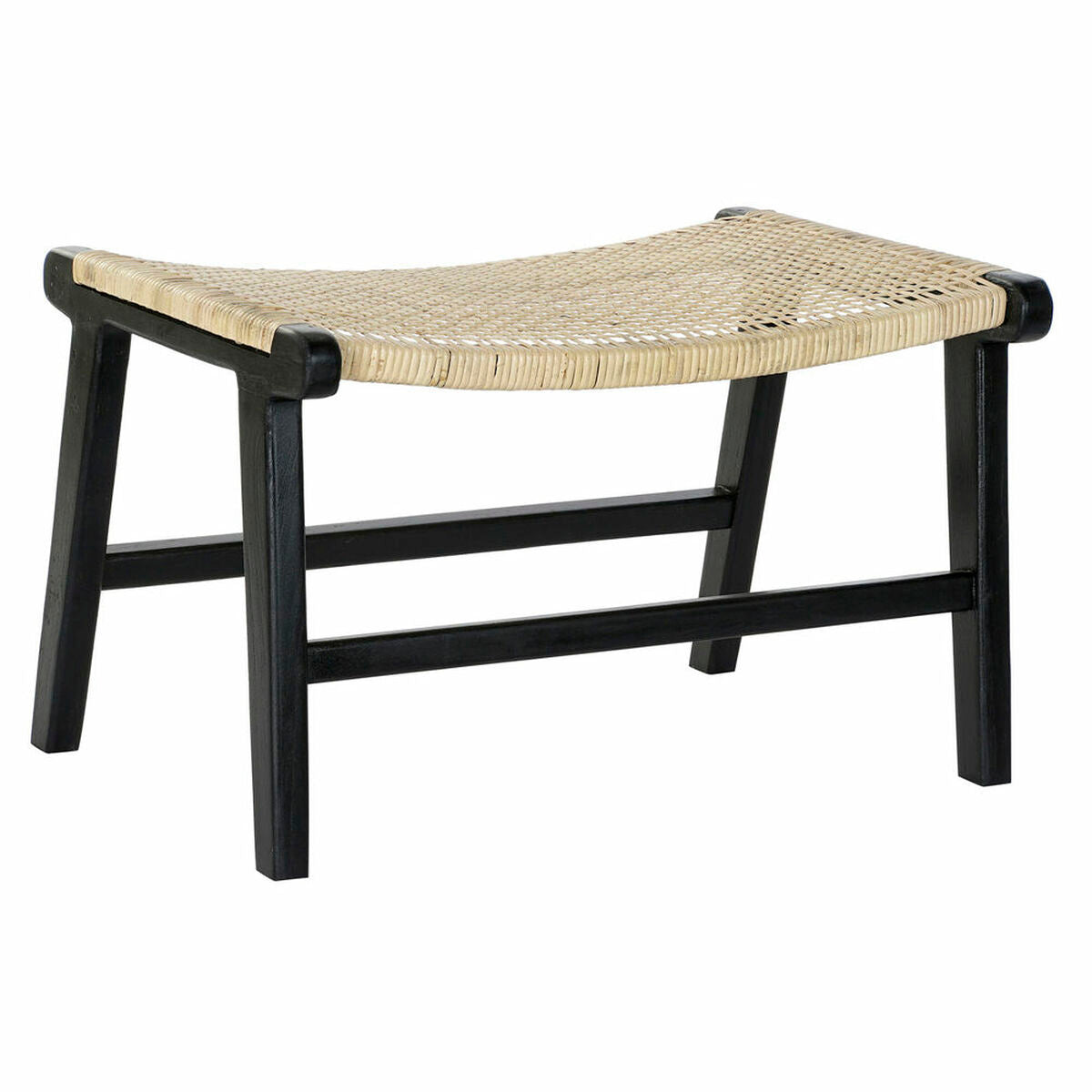 Bench DKD Home Decor 8424001823192 Natural Teak Black Rattan (65 x 47 x 40 cm)