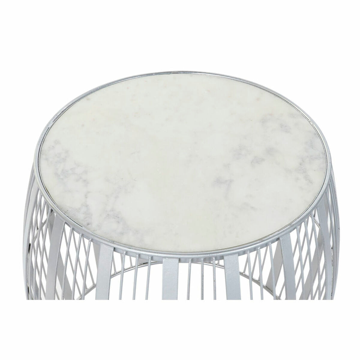 Side table DKD Home Decor White Marble Iron Silver (46 x 46 x 41 cm)