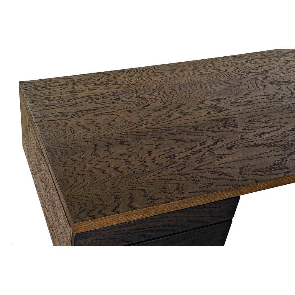 Desk DKD Home Decor Metal Oak Dark brown (140 x 60 x 77 cm)