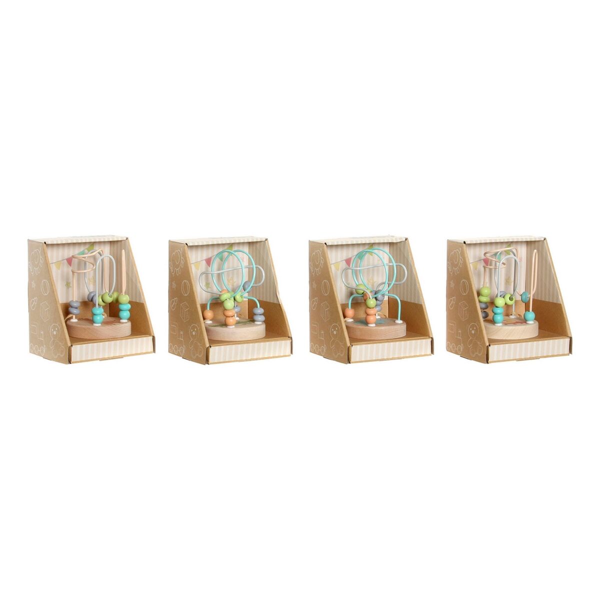 Wooden Game DKD Home Decor Wood (4 pcs) (9 x 9 x 12 cm)