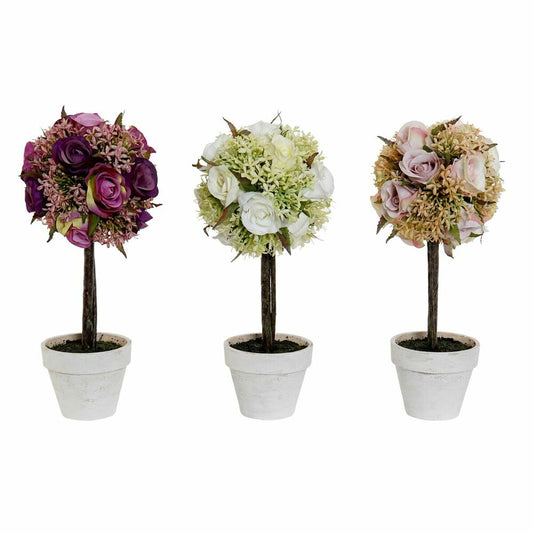 Decorative Plant DKD Home Decor White Pink Burgundy Plastic Cloth (3 pcs) (13 x 13 x 29 cm)