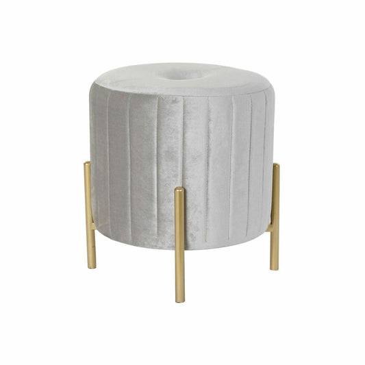 Footrest DKD Home Decor Grey Velvet Metal Golden (44 x 44 x 46 cm)