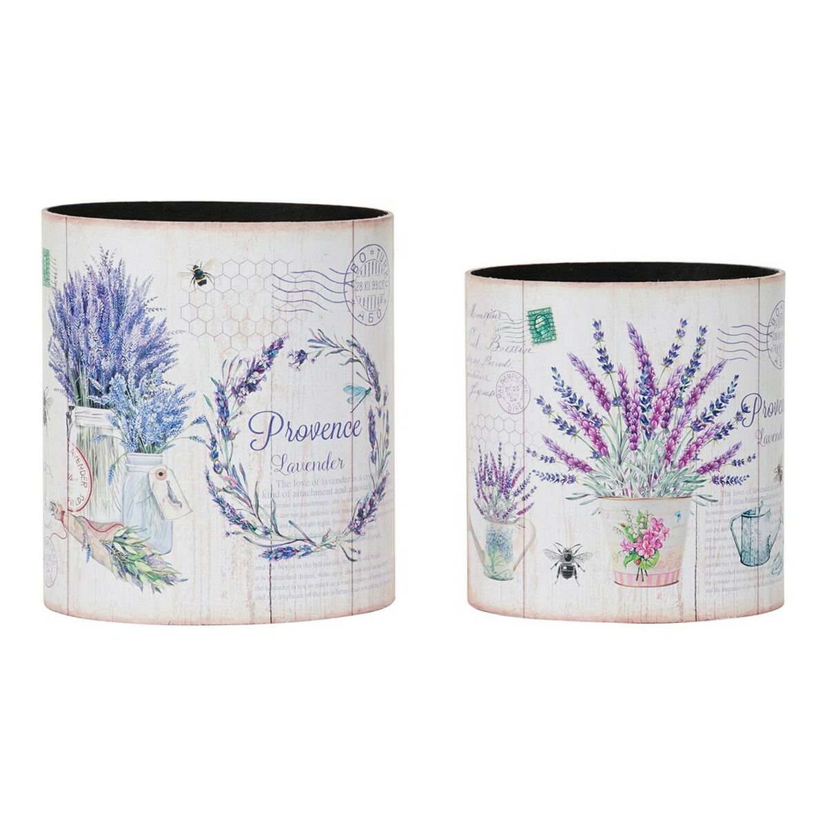 Rubbish bin DKD Home Decor Wood Canvas (2 pcs)