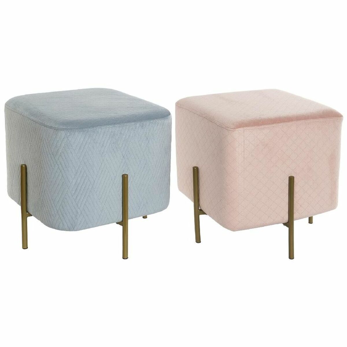 Footrest DKD Home Decor Polyester Metal (2 pcs) (43 x 43 x 42 cm)