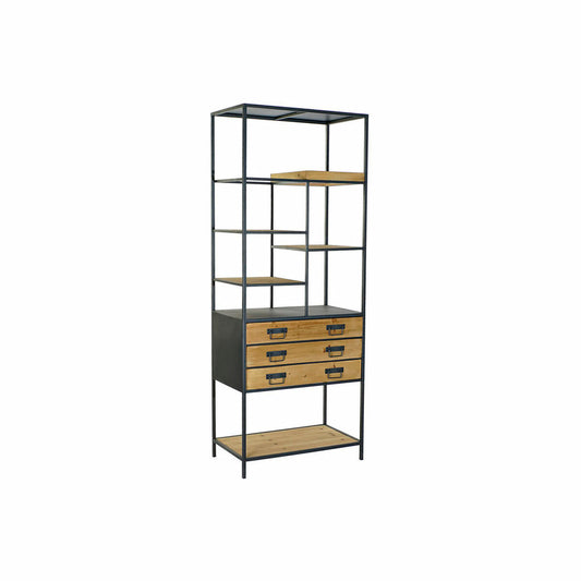 Shelves DKD Home Decor Fir Black Metal Light brown 6 Shelves (70 x 40 x 180 cm)