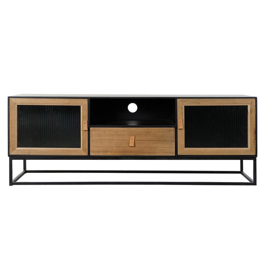 TV furniture DKD Home Decor Black Wood Metal Crystal (140 x 40 x 50 cm)