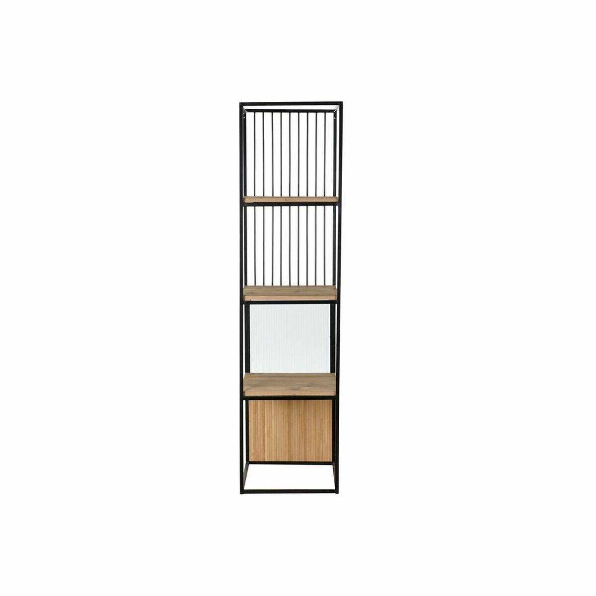 Shelves DKD Home Decor Crystal Natural Black Metal Wood 3 Shelves (43 x 43 x 168 cm)