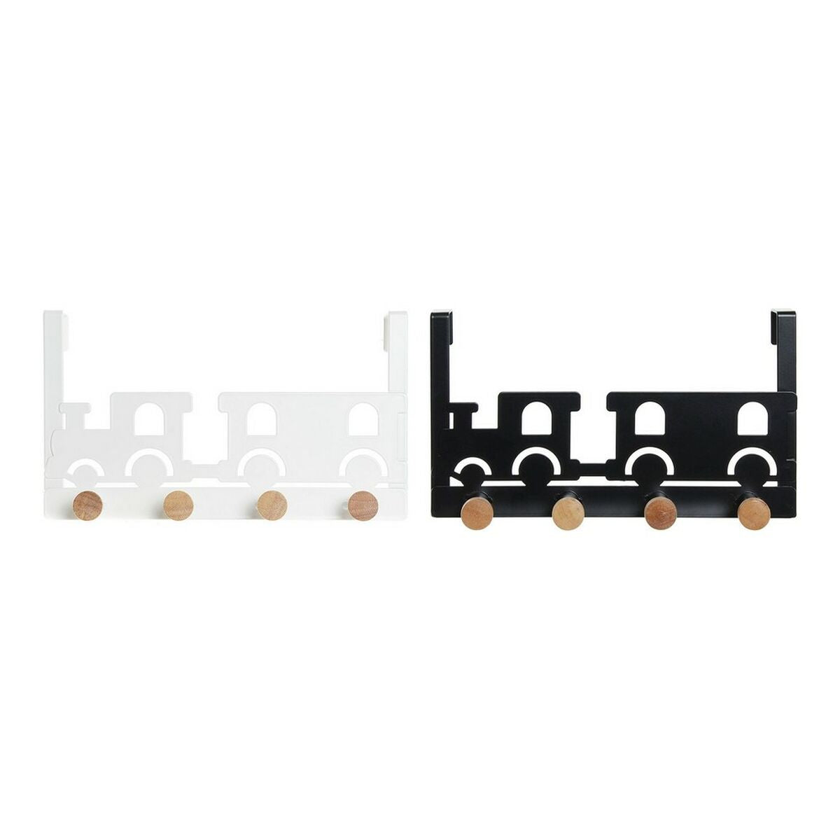 Door Coat Rack DKD Home Decor Train Metal MDF Wood (2 pcs) (28.5 x 8.5 x 16.5 cm)