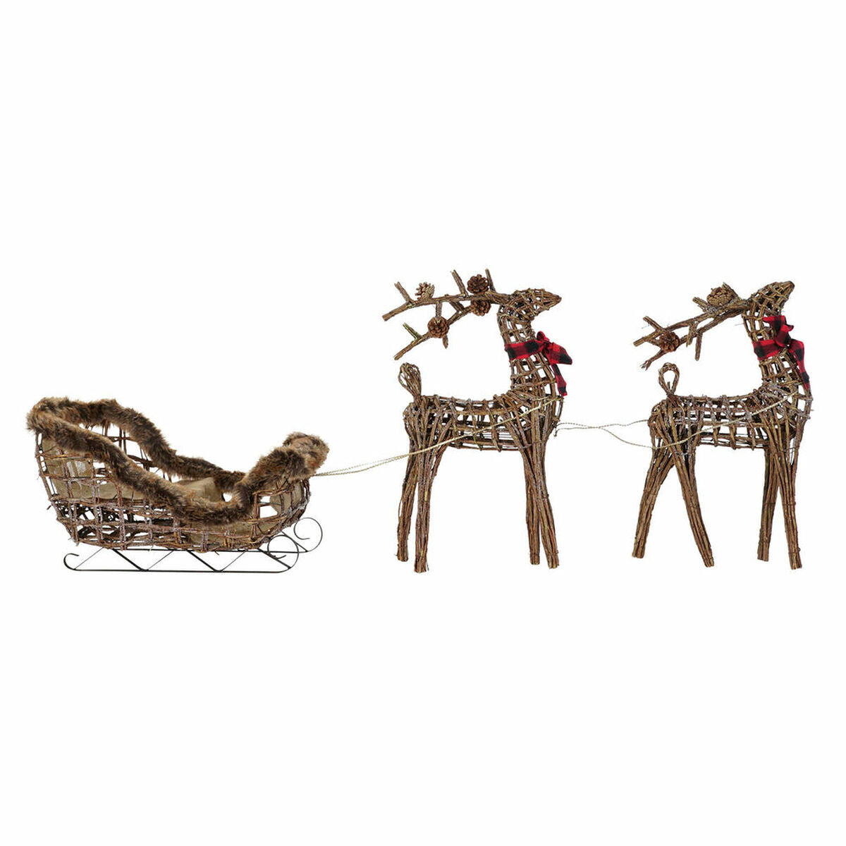 Christmas bauble DKD Home Decor Reindeer Metal wicker (3 pcs) (30 x 60 x 34 cm) (40 x 14 x 62 cm)