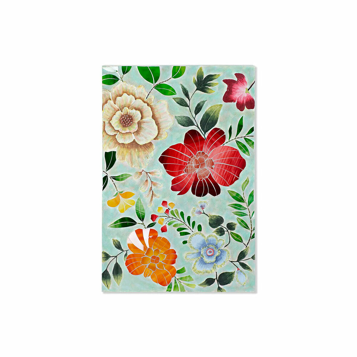 Canvas DKD Home Decor Crystal Flowers Canvas (80 x 4 x 120 cm)