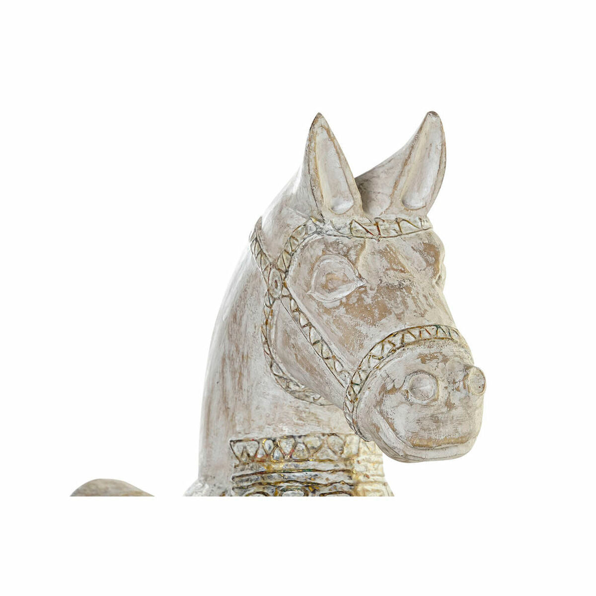 Decorative Figure DKD Home Decor 8424001847884 Horse Aged finish Golden White Iron Albasia wood (42 x 22 x 49 cm)